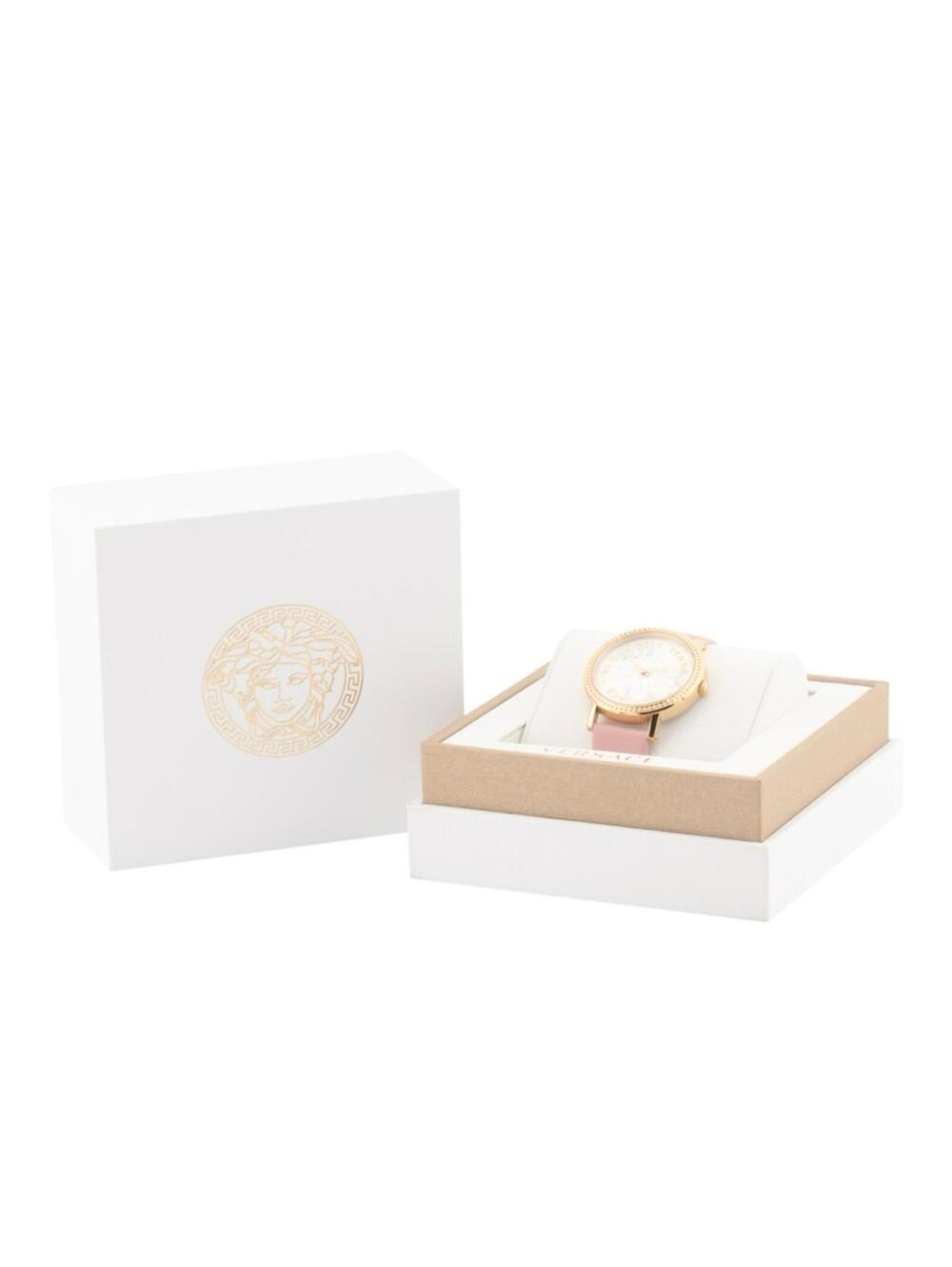 Pink & Gold Women’s Swiss Made V Dollar Pink Leather Strap Versace Watch - Picture 3 of 4